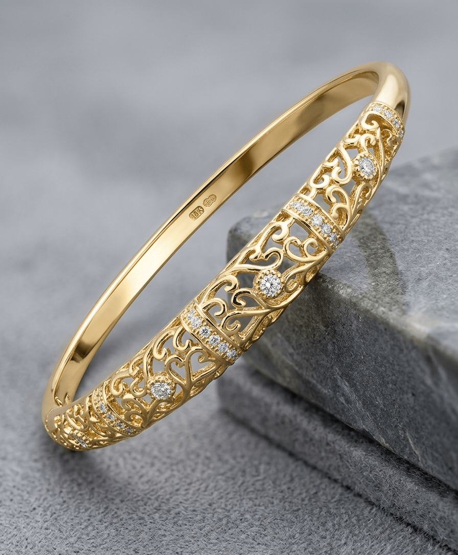 Bracelet Jonc "Arabesque" en Acier Inoxydable Doré - ORINO