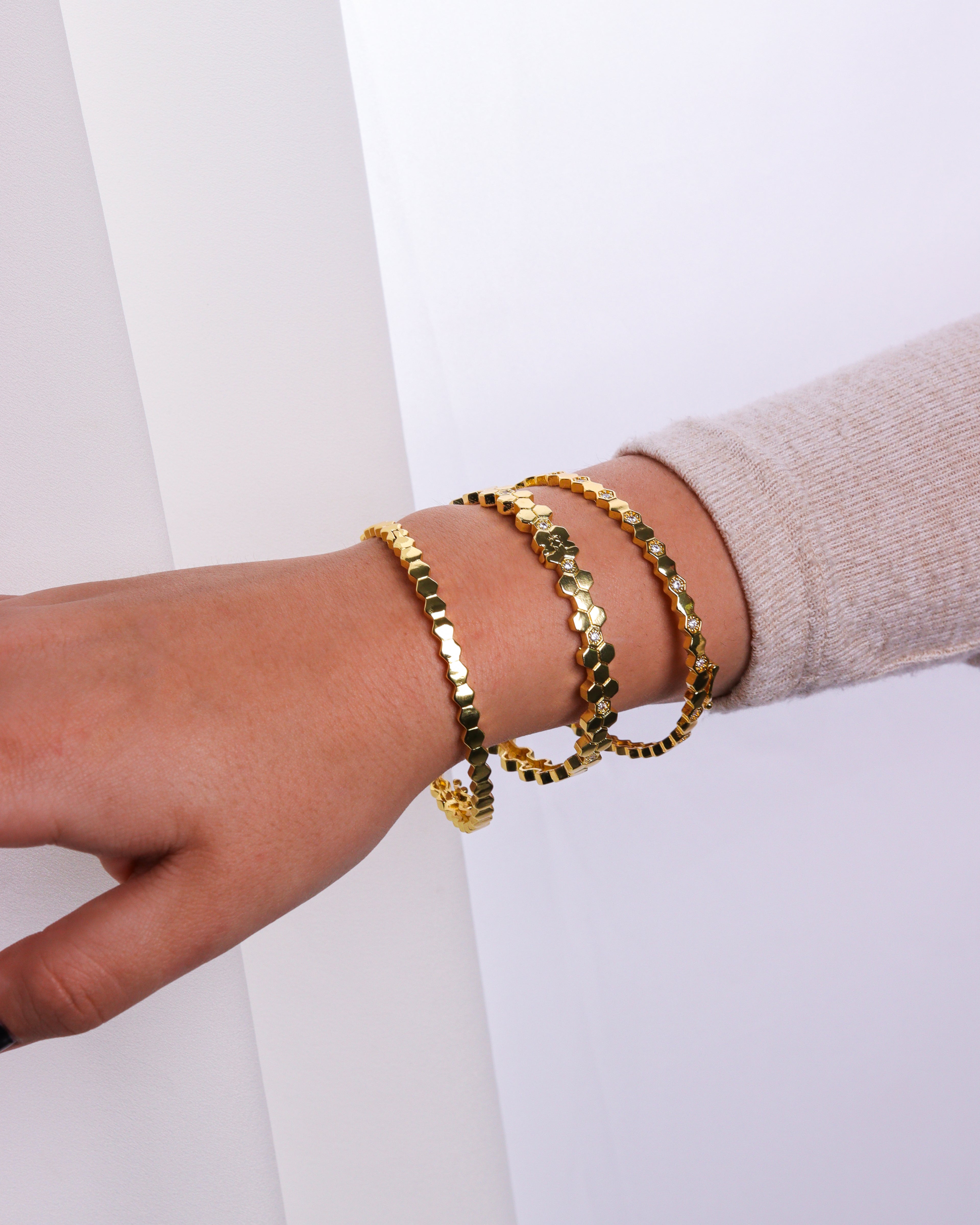 Parure Bracelets “Hexa d’Or” – 3 pièces - ORINO